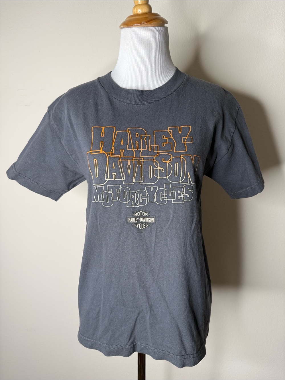 Harley Davidson Gray Youth Orlando Florida Vintage Logo Tee